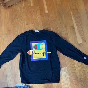 Black Champion Long Sleeve Graphic